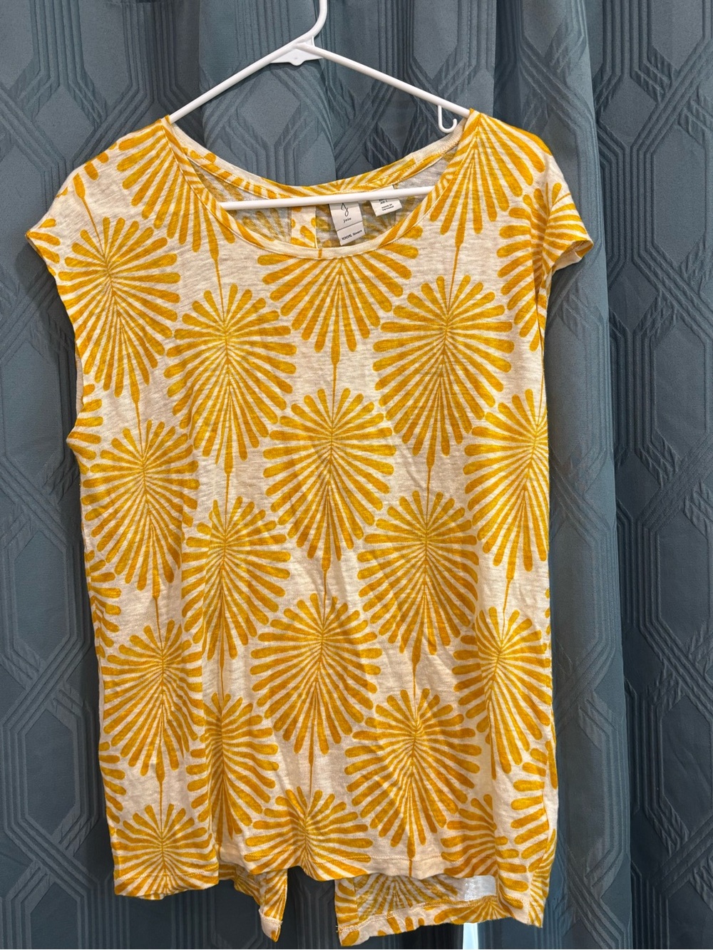 Joie Yellow Floral-Pattern Linen Cap Sleeve Tee
